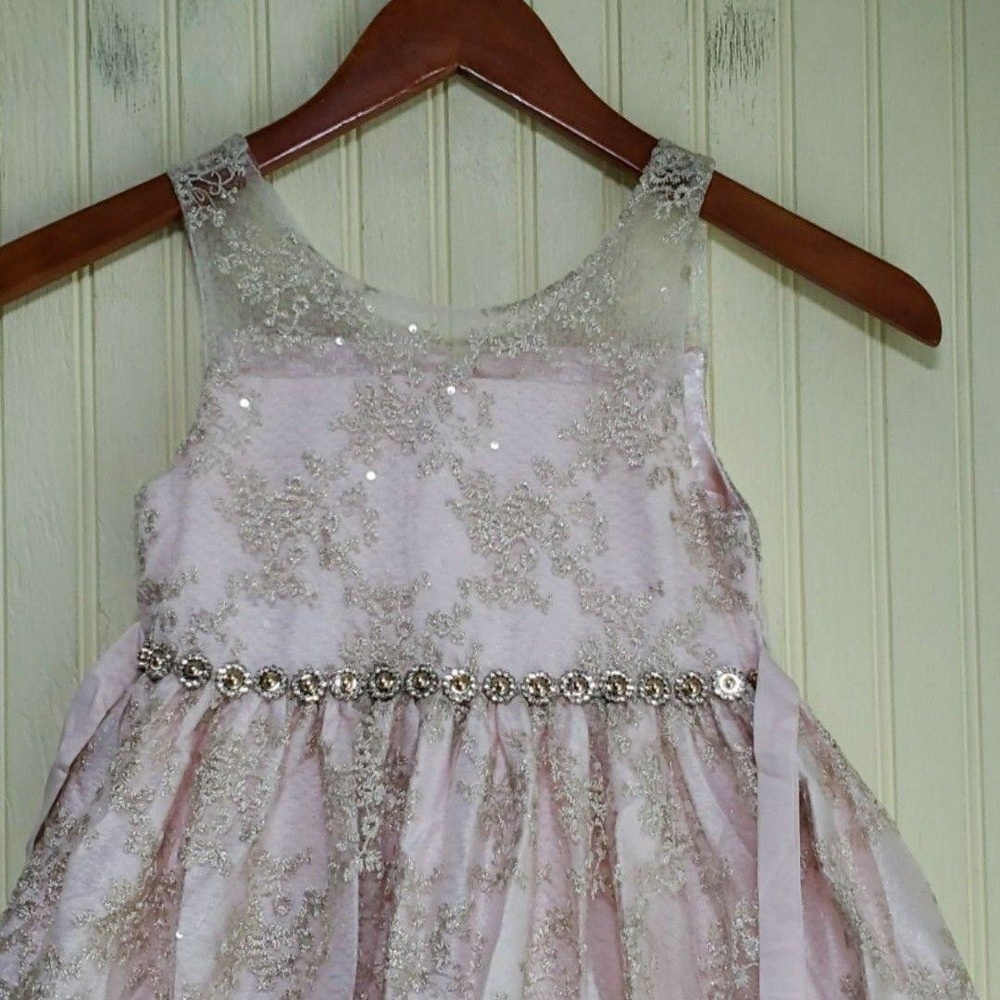 American Princess Dress Girls‎ 6 Pink Lace Sleeveless Rhinestone Formal Party